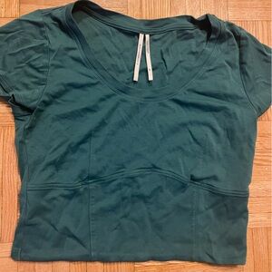 Anthropologie Deep Teal Short Sleeve crop Top
